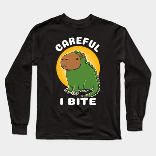 Careful I bite Capybara Dinosaur Costume Long Sleeve T-Shirt